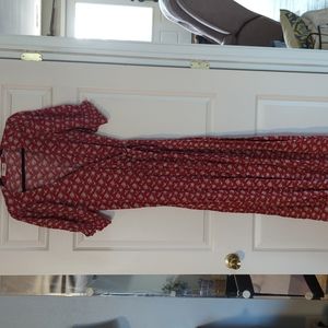 Red, floral, wrap dress